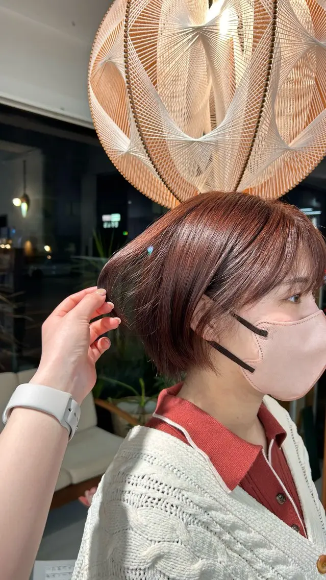 カラー オレンジ ピンクカラー 藤原 あかりのヘアスタイル