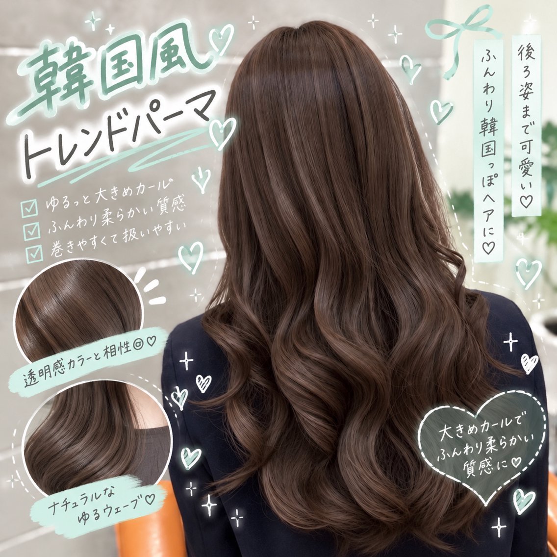 ロング パーマ カット パーマ 艶髪/韓国風パーマ 矢澤涼夏のヘアスタイル