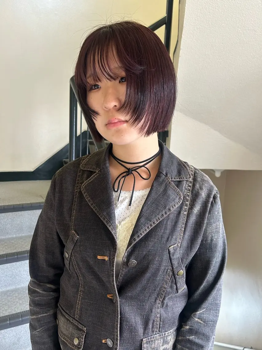 ショート カラー レッドカラー ヘアカラー トリートメント ☕️結【suii.】 ボブ/ヘアセット☕️のヘアスタイル