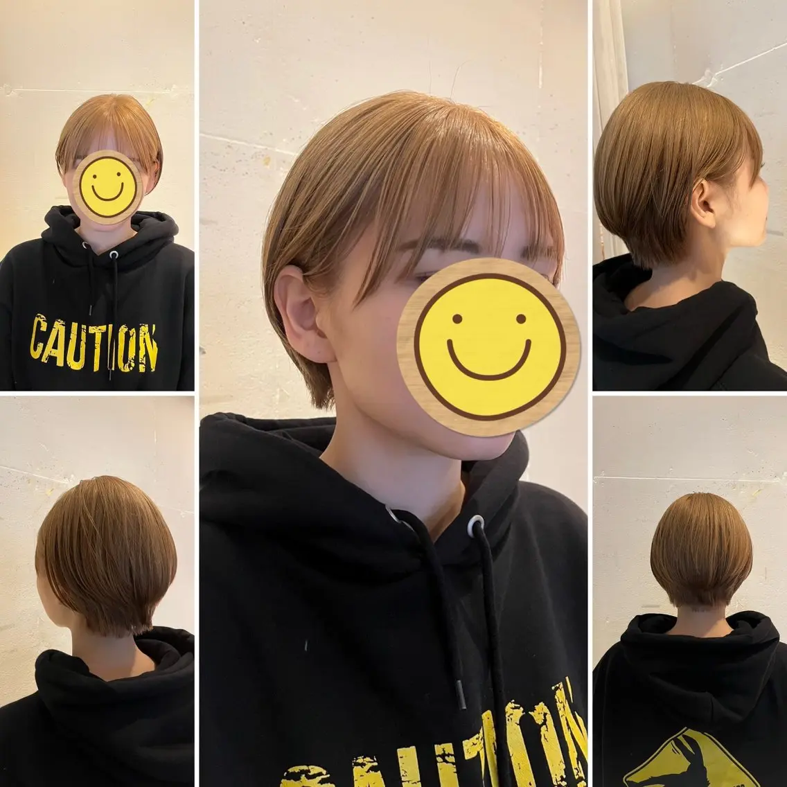 ショート カラー ブリーチ グレージュ ミルクティーグレージュ ショートヘア Bikami Salon YMのヘアスタイル