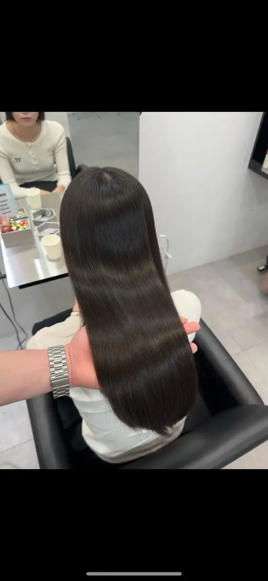 ロング ケアカラー 髪質改善 縮毛矯正 トリートメント 酸性ストレート 髪質改善×縮毛矯正 Core 片山健太のヘアスタイル