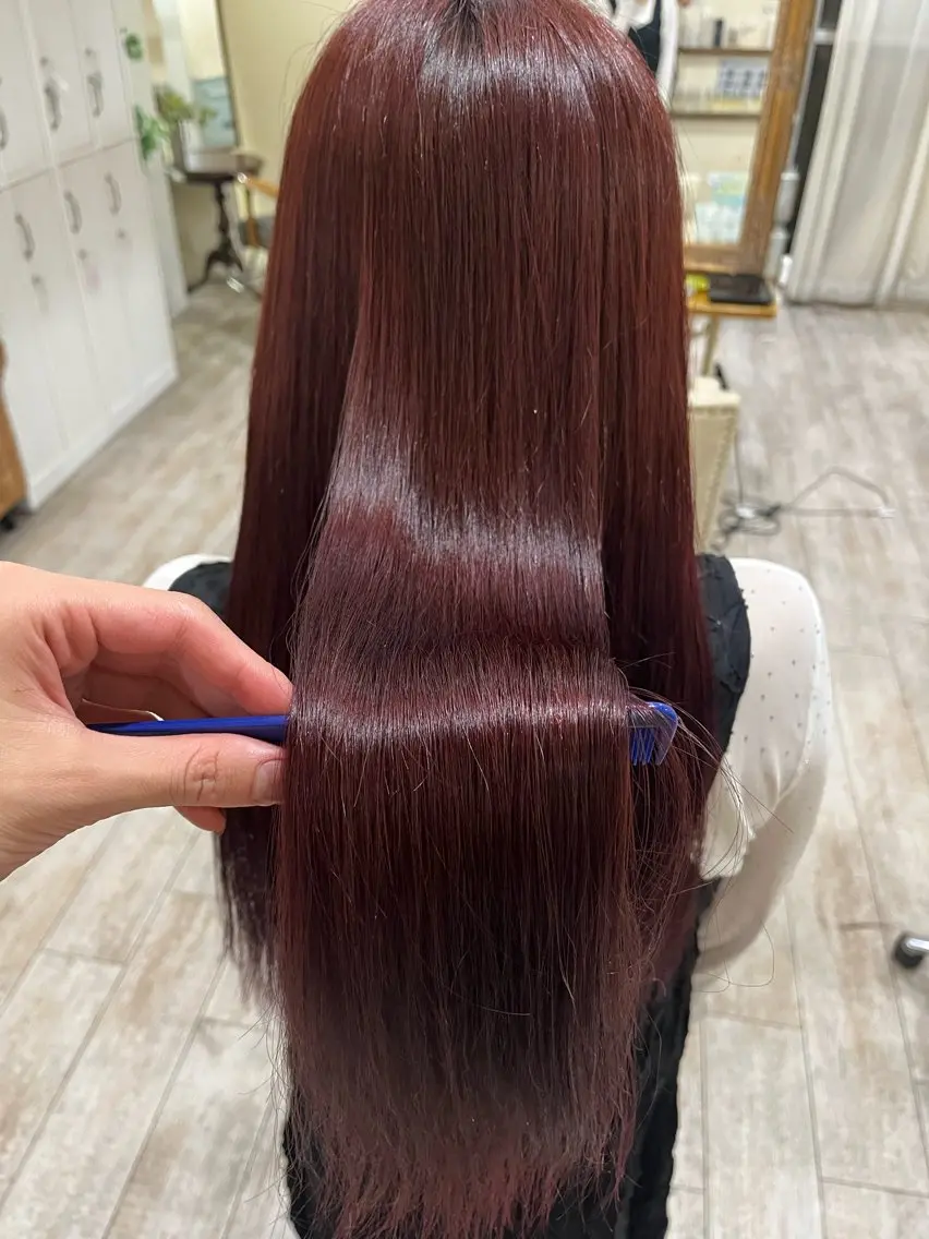 ロング カラー ブラウンカラー ピンクカラー 髪質改善 縮毛矯正 カット ヘアカラー 縮毛矯正 トリートメント ヘッドスパ 美髪縮毛矯正/ 極髪質改善/ヨウスケのヘアスタイル