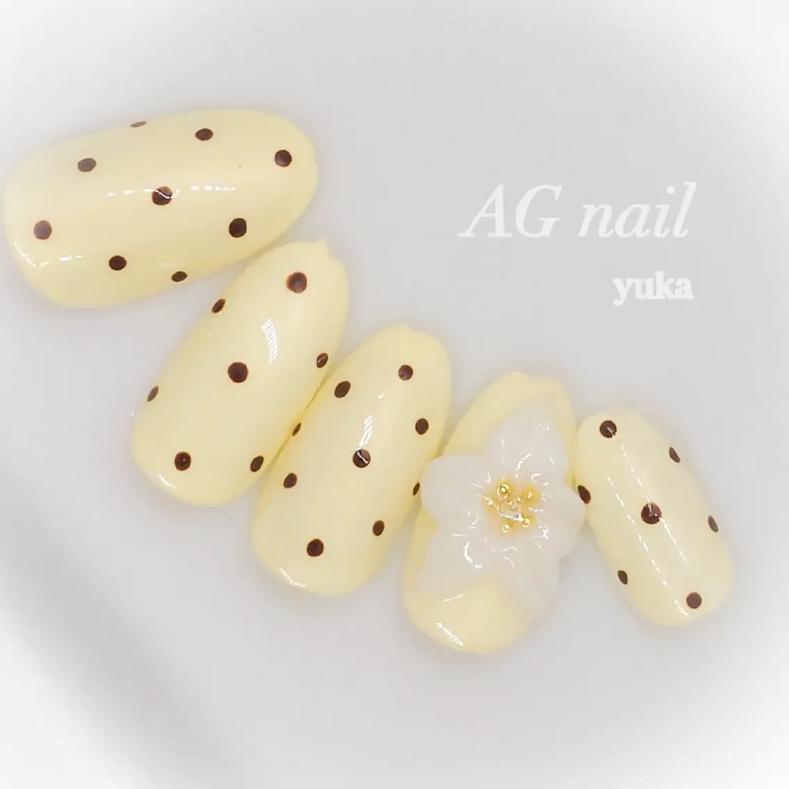 ネイル フラワーネイル 黄色 ハンドネイル AGnail 富永  /ちゅるん韓国ネイルのネイルデザイン