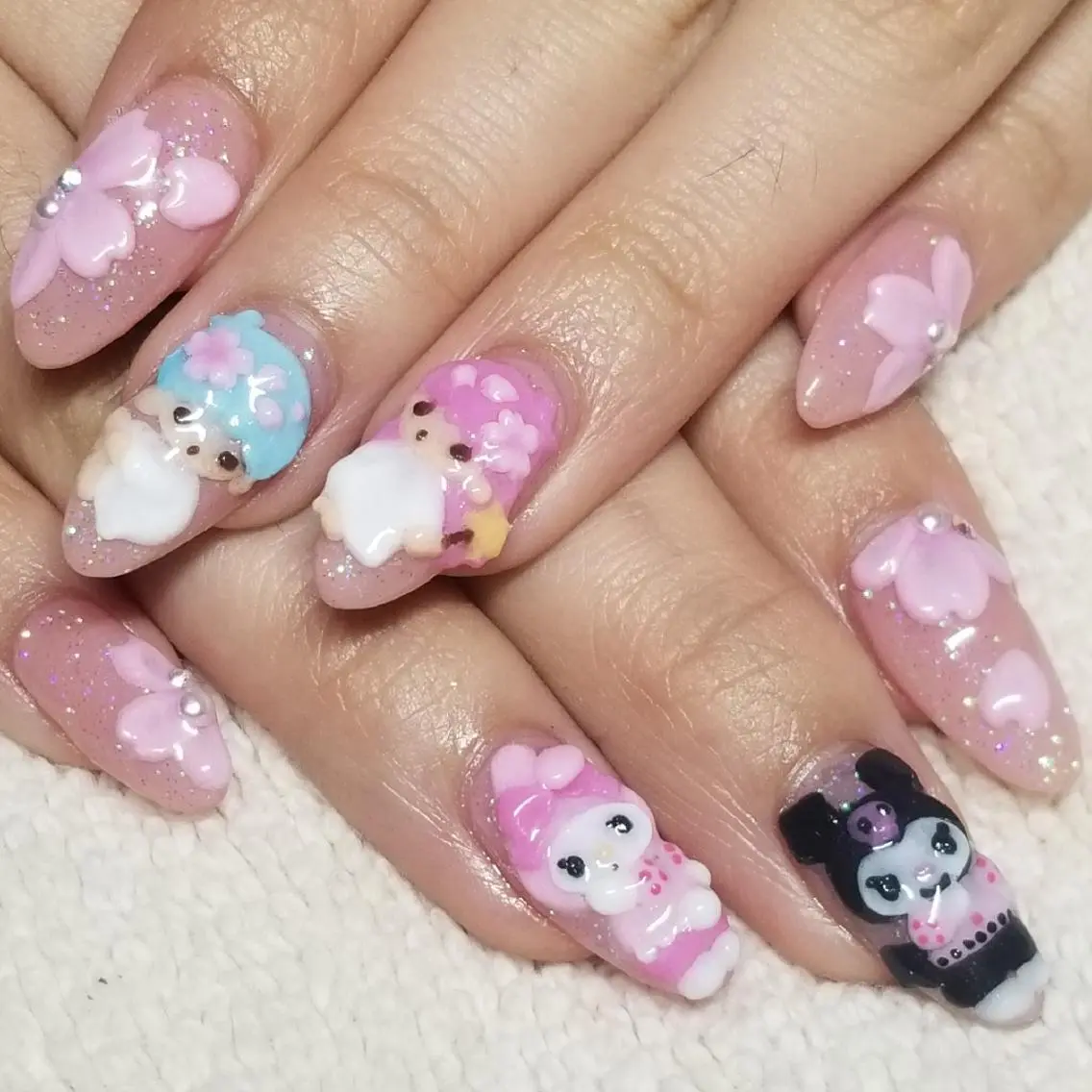 ネイル 桜ネイル ラメ(グリッター) 春ネイル ハンドネイル よしだ ひろきのネイルデザイン