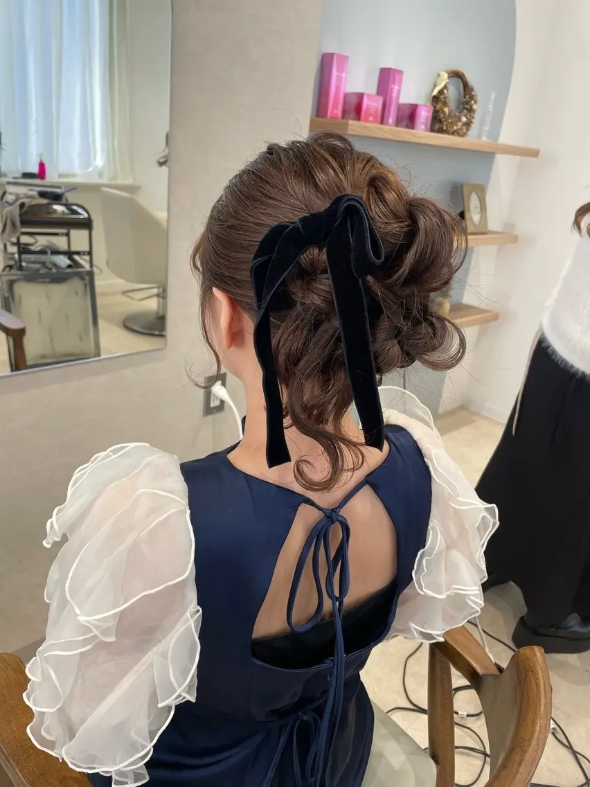 セミロング ヘアアレンジ ヘアセット Osoko Hiyoriのヘアスタイル