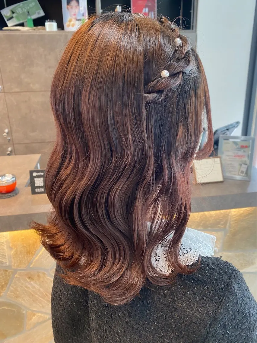 ミディアム ヘアアレンジ ヘアセット 🌼髪質改善 アレンジ🌼のヘアスタイル