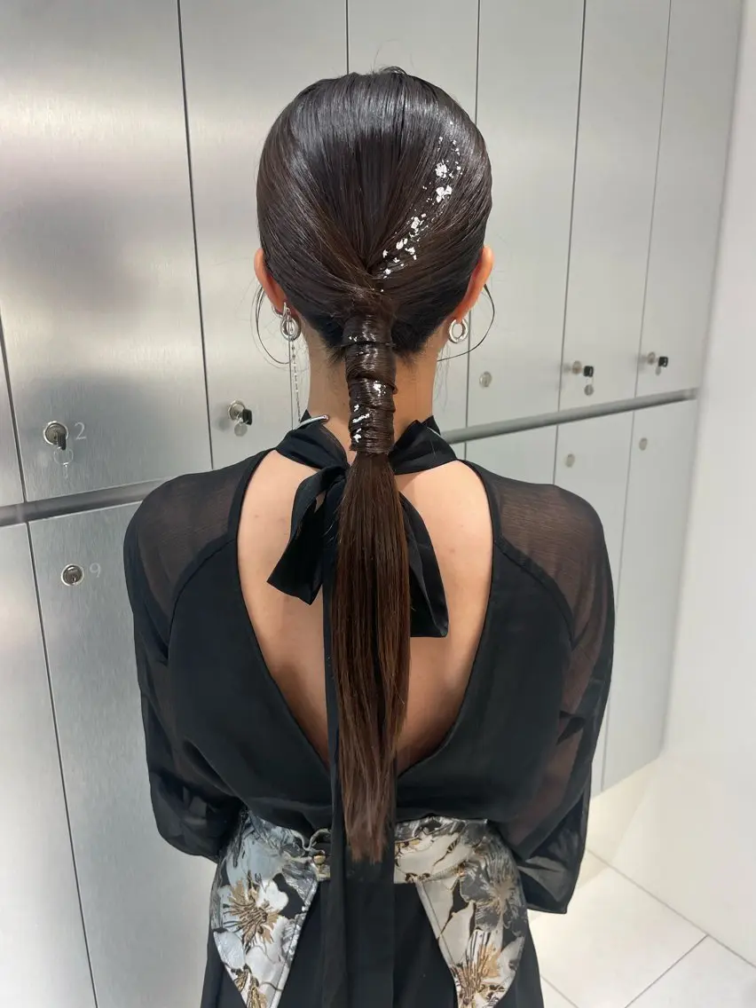ヘアアレンジ ポニーテール 結婚式・ブライダル ヘアセット ヘアセット🎀耳つぼ 👂💎MONAMIのヘアスタイル