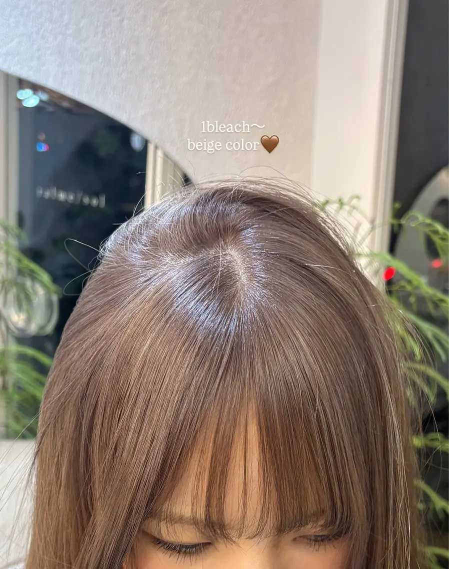 ロング ヘアカラー リン🔔ボブ cut まろやかベージュ🤎のヘアスタイル