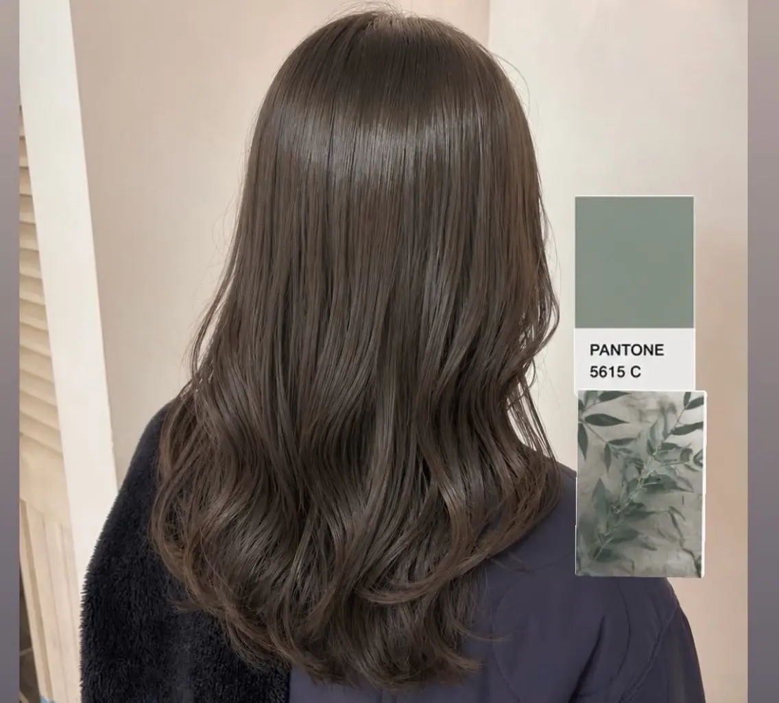 ミディアム カラー ベージュカラー 透明感カラー ミント ミントベージュ ヘアカラー トリートメント ヒナ/酸性ストレート /髪質改善のヘアスタイル