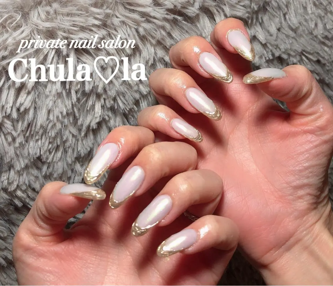 ネイル オーロラネイル フレンチネイル ミラーネイル Chula♡la 豊見城市高安のネイルデザイン