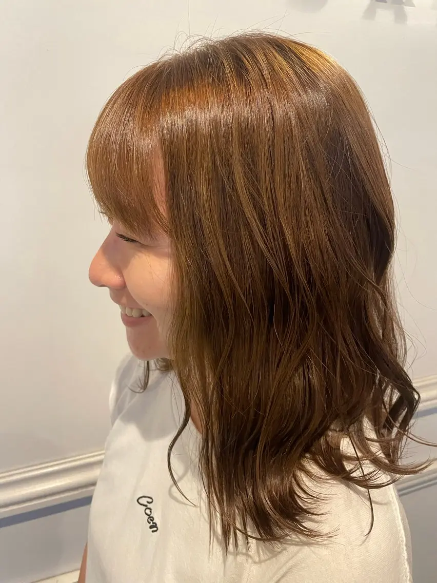 【ブリーチなしWカラー】ケアカラー🦁🧡＋トリートメント「シャンプー込」の写真