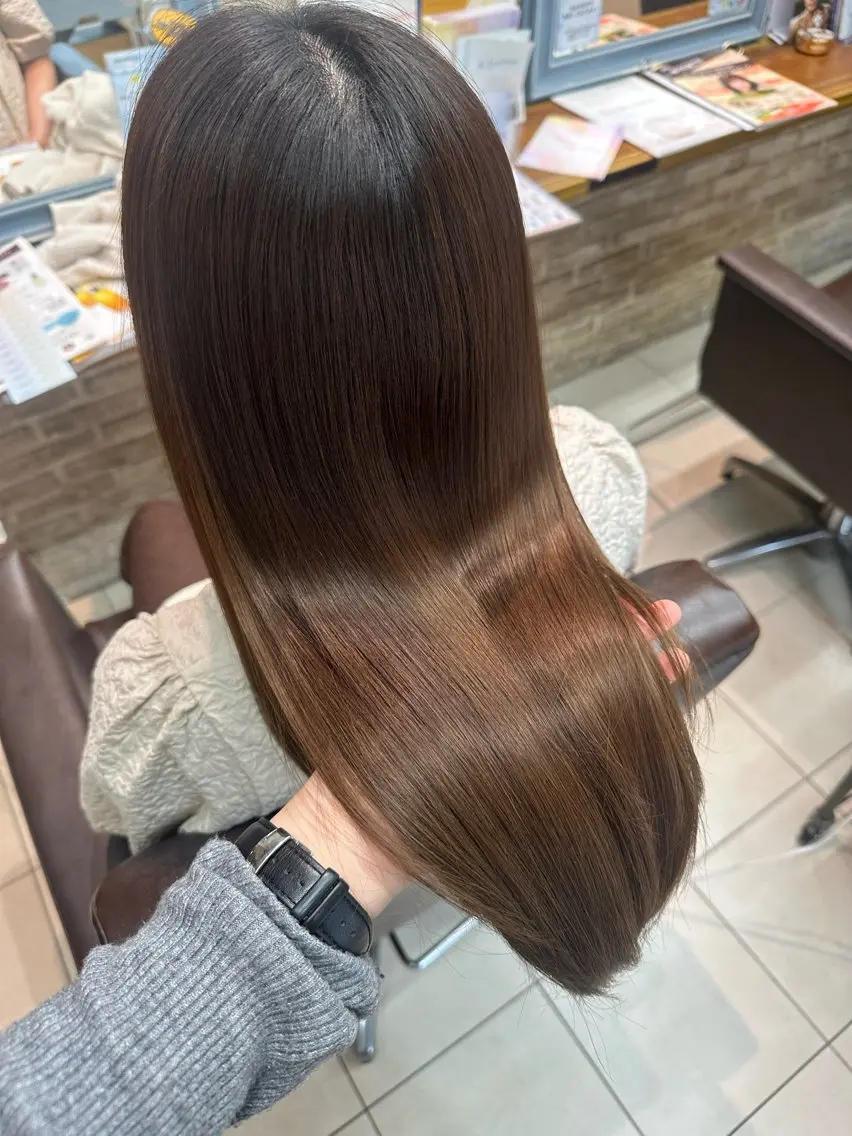 ロング 縮毛矯正/髪質改善 🌿/ベージュ🤎のヘアスタイル