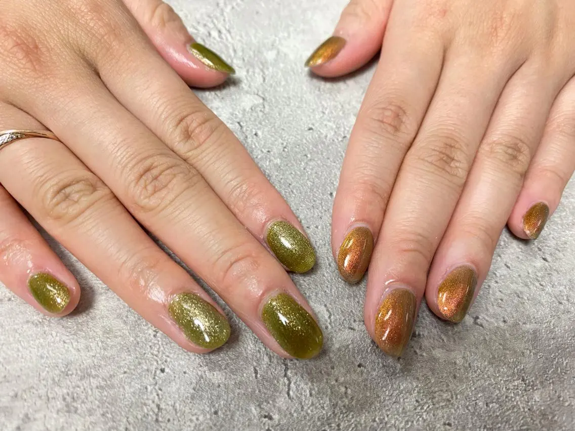 ネイル ブラウン マグネットネイル ハンドネイル mogunail &blowのネイルデザイン