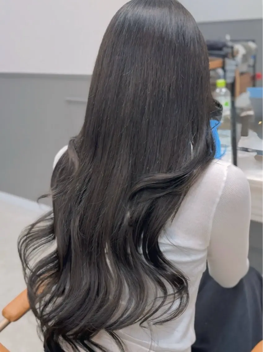ロング エクステ 韓国風ヘア リケアプラス貝塚店 韓国Uチップエクステのヘアスタイル