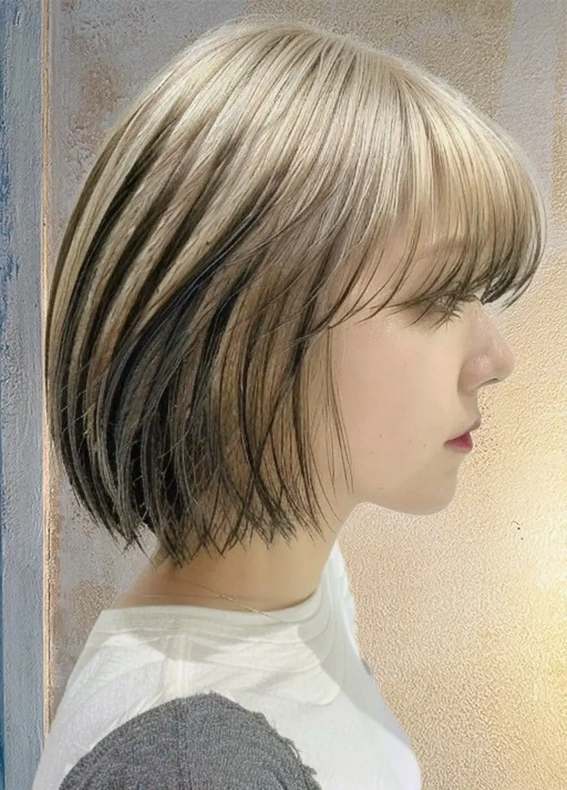ショート ヘアカラー トリートメント 🦁ブリーチカラー 💎紫音のヘアスタイル