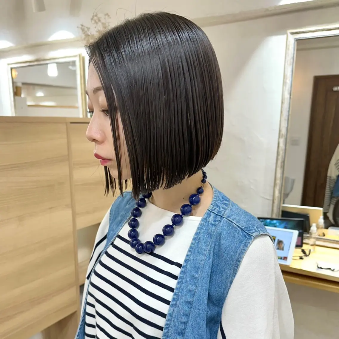 ショート 切りっぱなしボブ 前下がりボブ ボブ ウルフカット カット 縮毛矯正 トリートメント 髪質改善 縮毛矯正/ レイヤー/銀座/本木のヘアスタイル