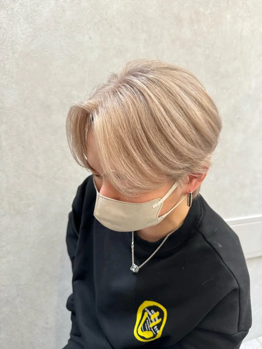 ミディアム メンズ ヘアカラー トリートメント ARIA💎縮毛矯正 ブリーチ💎複雑履歴のヘアスタイル