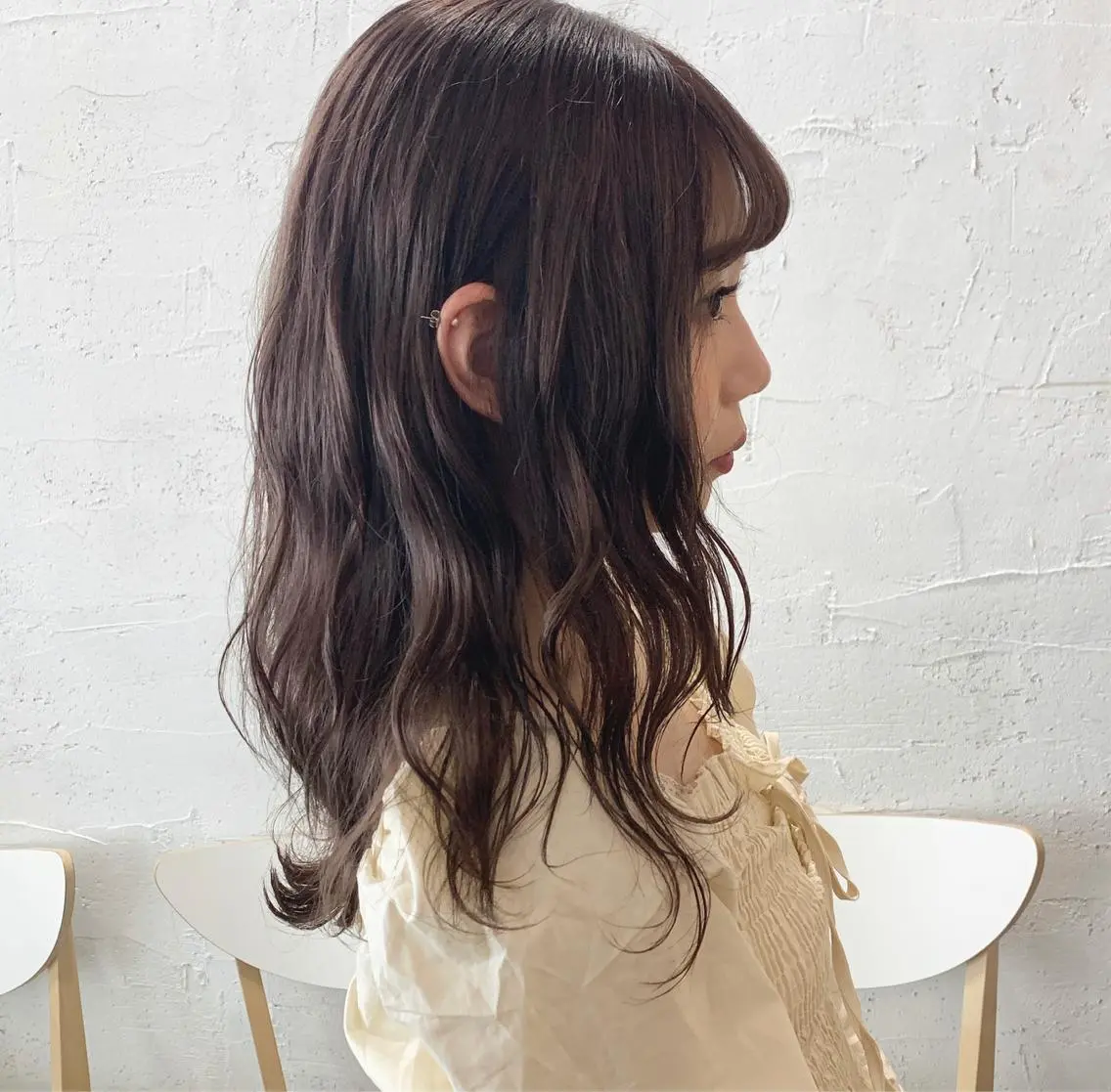 ロング カラー ベージュカラー ラベンダーカラー ラベンダーベージュ 渋谷ブリーチカラー 韓国ヘアyuikoのヘアスタイル