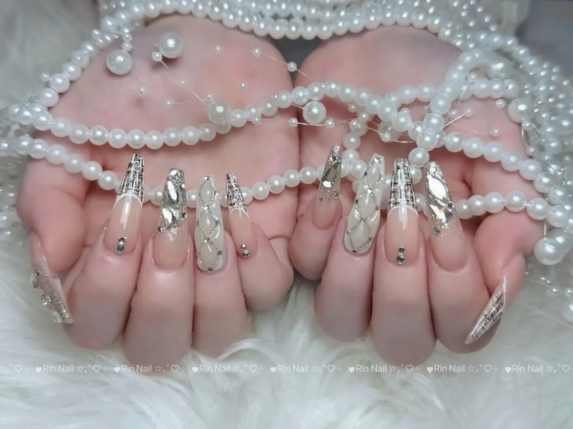 ネイル ブルー ジェルネイル ガーリー グラデーション グリーン ハンドネイル Rin Nail 新大久保店のネイルデザイン