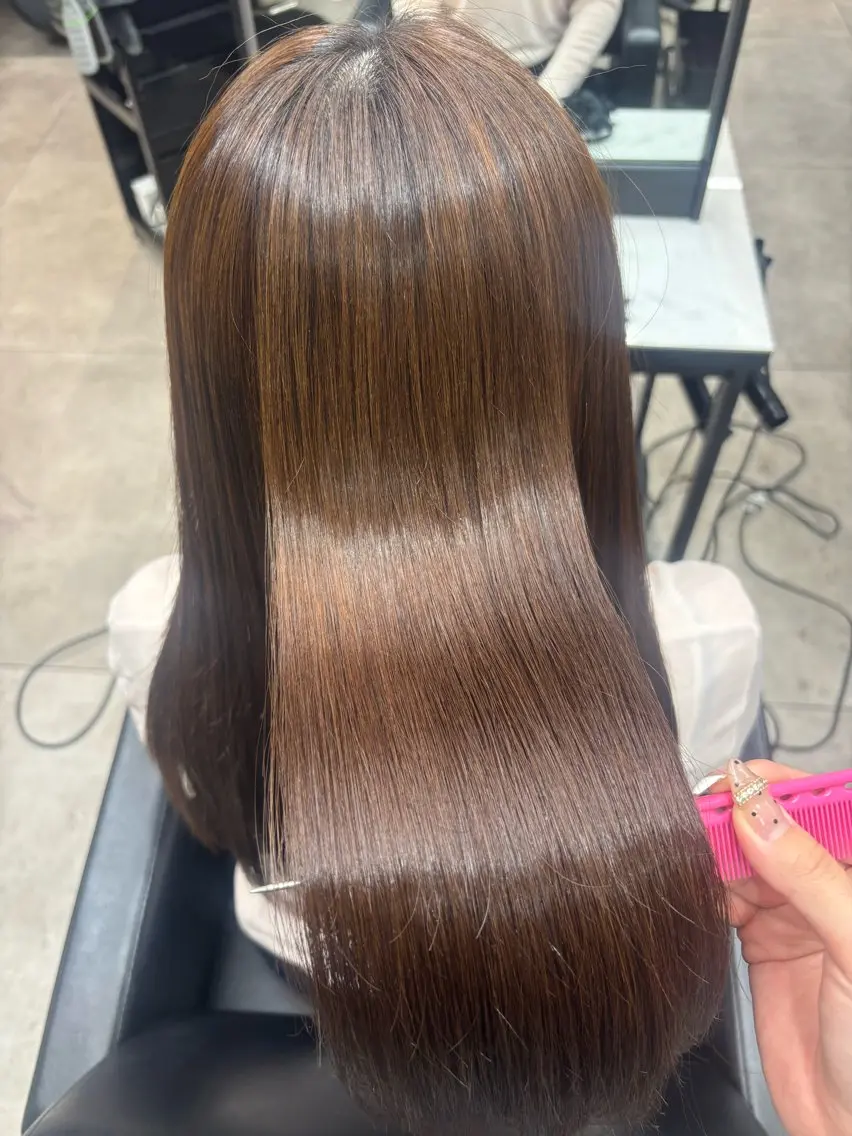 ロング 髪質改善 縮毛矯正 縮毛矯正 トリートメント miyu♡ 艶髪カラーのヘアスタイル