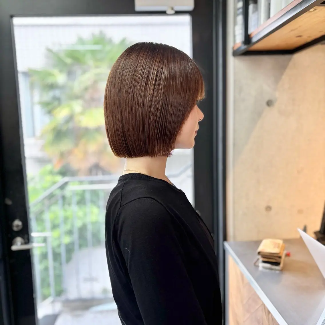 ショート カラー パーマ 縮毛矯正 酸性ストレート ストレートパーマ カット 縮毛矯正 トリートメント ショートボブ髪質改善 縮毛矯正のプロ山道潤のヘアスタイル