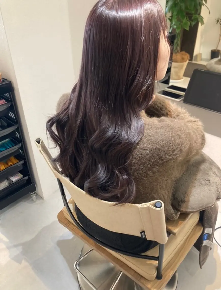 ロング カット ヘアセット ✨色持ちの良い艶 カラー✨蟹江真世のヘアスタイル