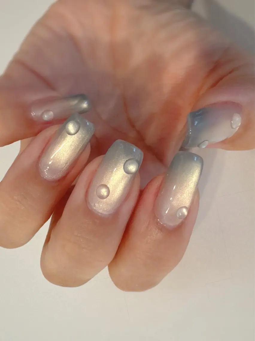 ネイル ブルー ジェルネイル グラデーション マグネットネイル ハンドネイル byeol nailのネイルデザイン