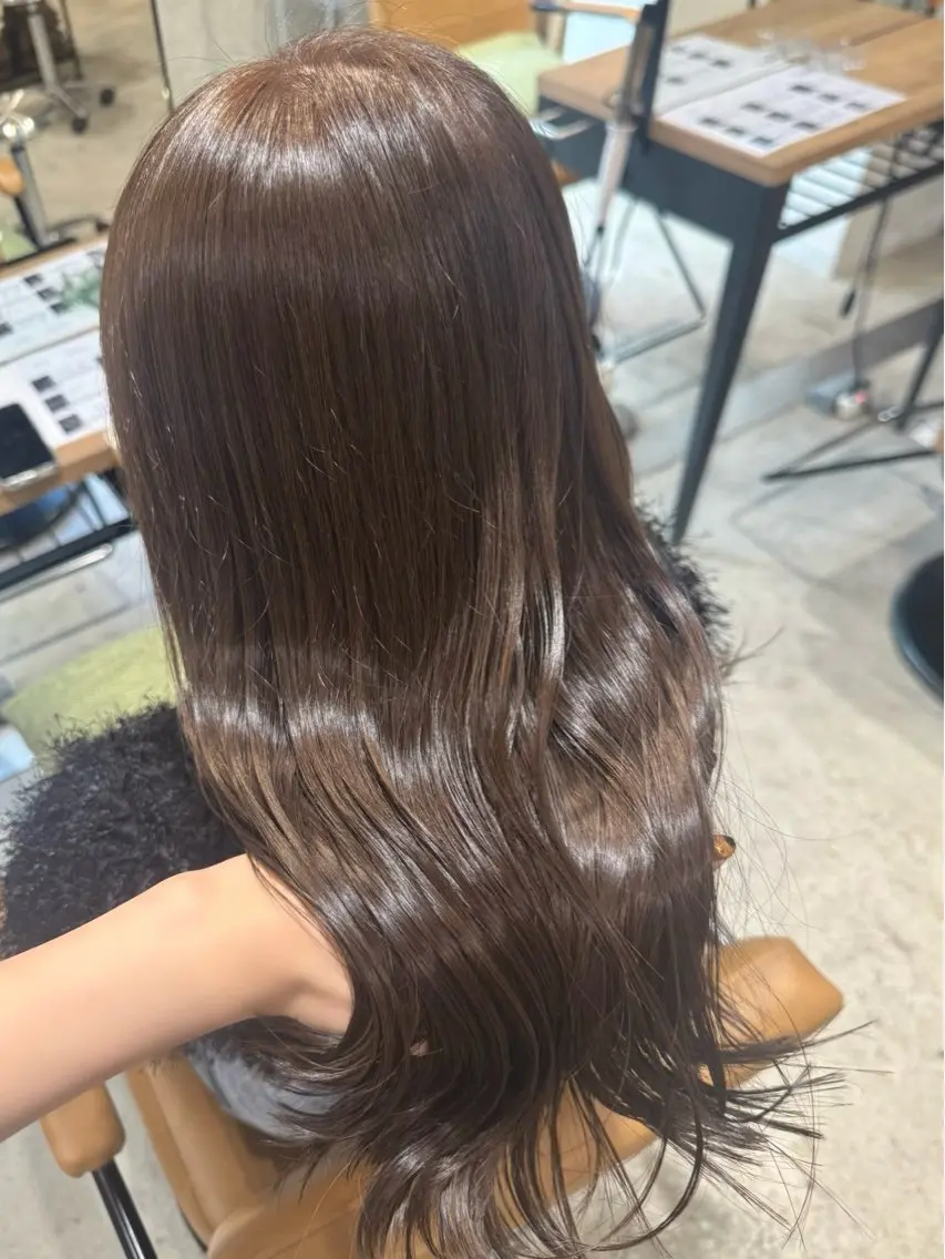 ロング カラー ヘアアレンジ ベージュカラー オリーブベージュ カット ヘアカラー トリートメント ヘッドスパ 顔まわり/艶カラー/ 🤎himari🤎のヘアスタイル