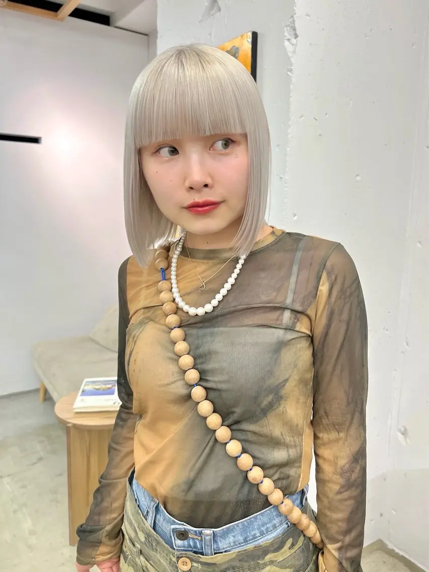 ミディアム カラー ブリーチ ブロンド ケアブリーチ 透明感カラー デザインカラー ヘアカラー 原宿/ブリーチ特化/ RYUTOのヘアスタイル