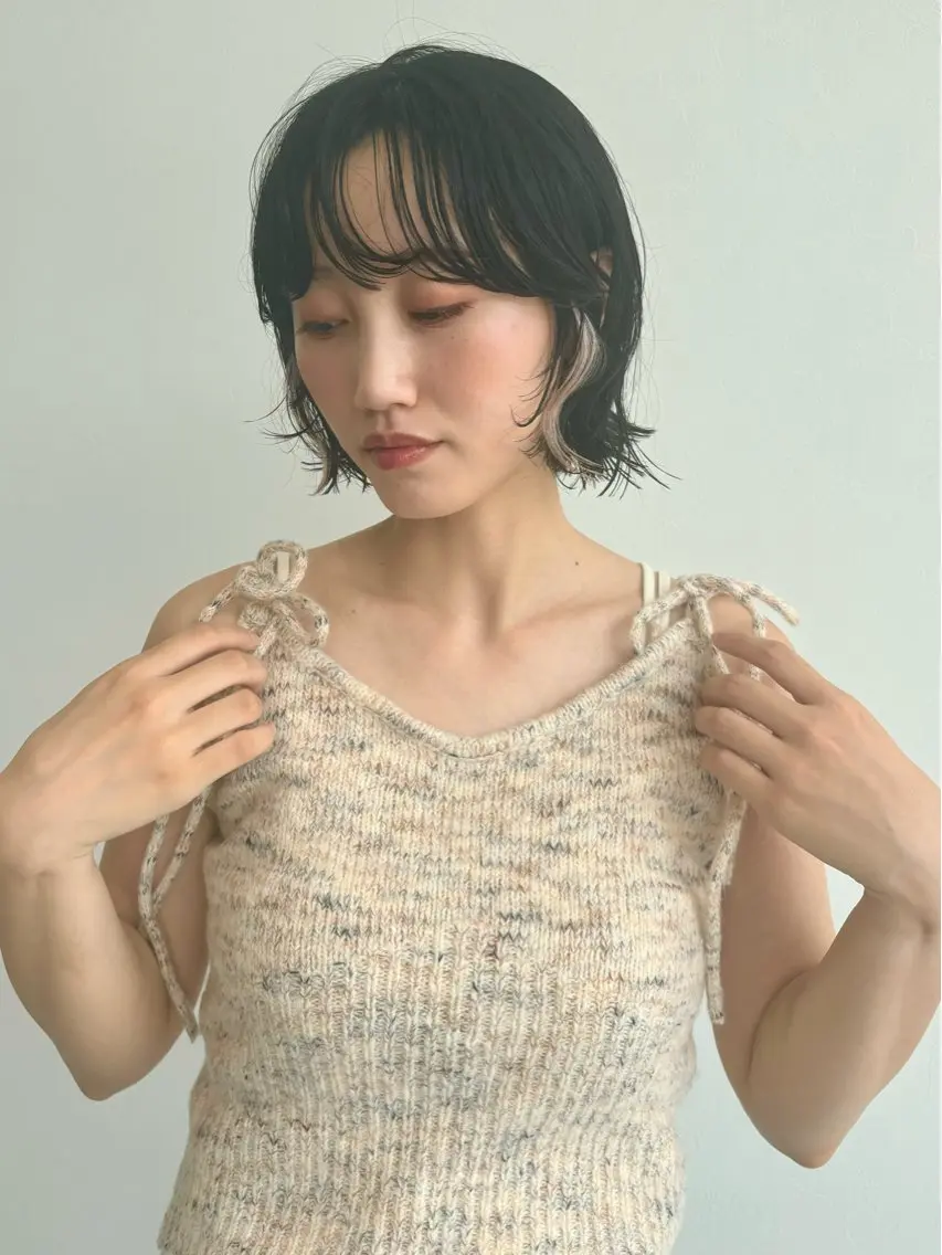 ミディアム カラー ヘアカラー トリートメント エクステ 服部 沙弥佳のヘアスタイル