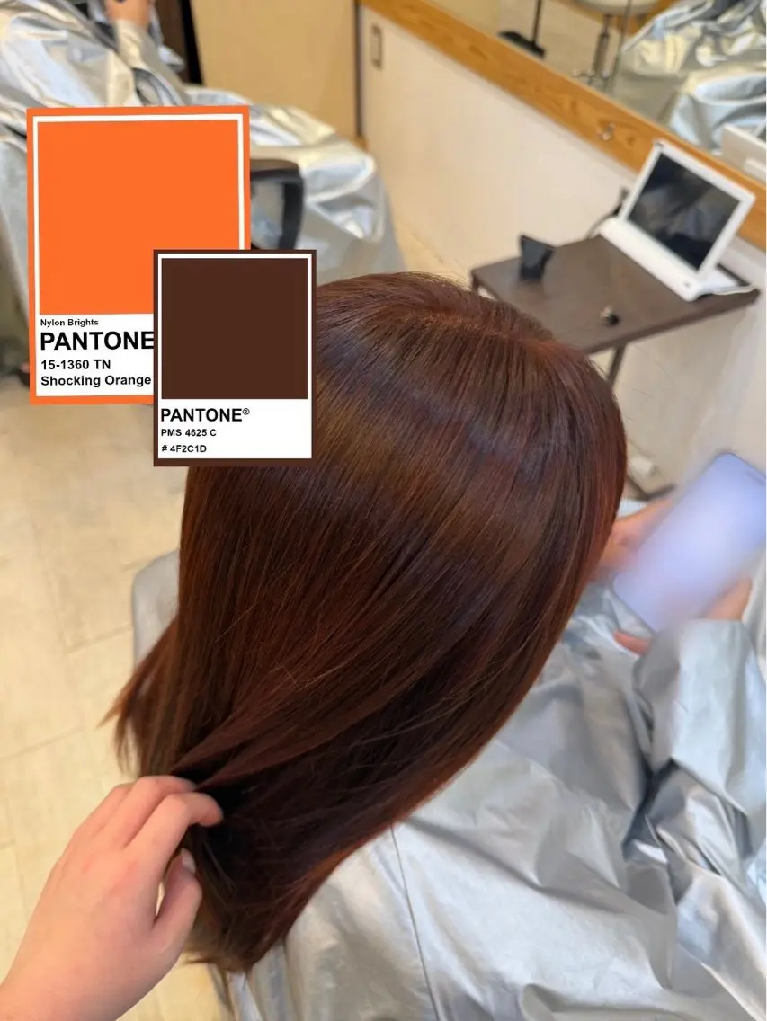 カラー ブリーチ ブラウンカラー オレンジ オレンジブラウン クオルシアカラー Agu.hair ミサキのヘアスタイル