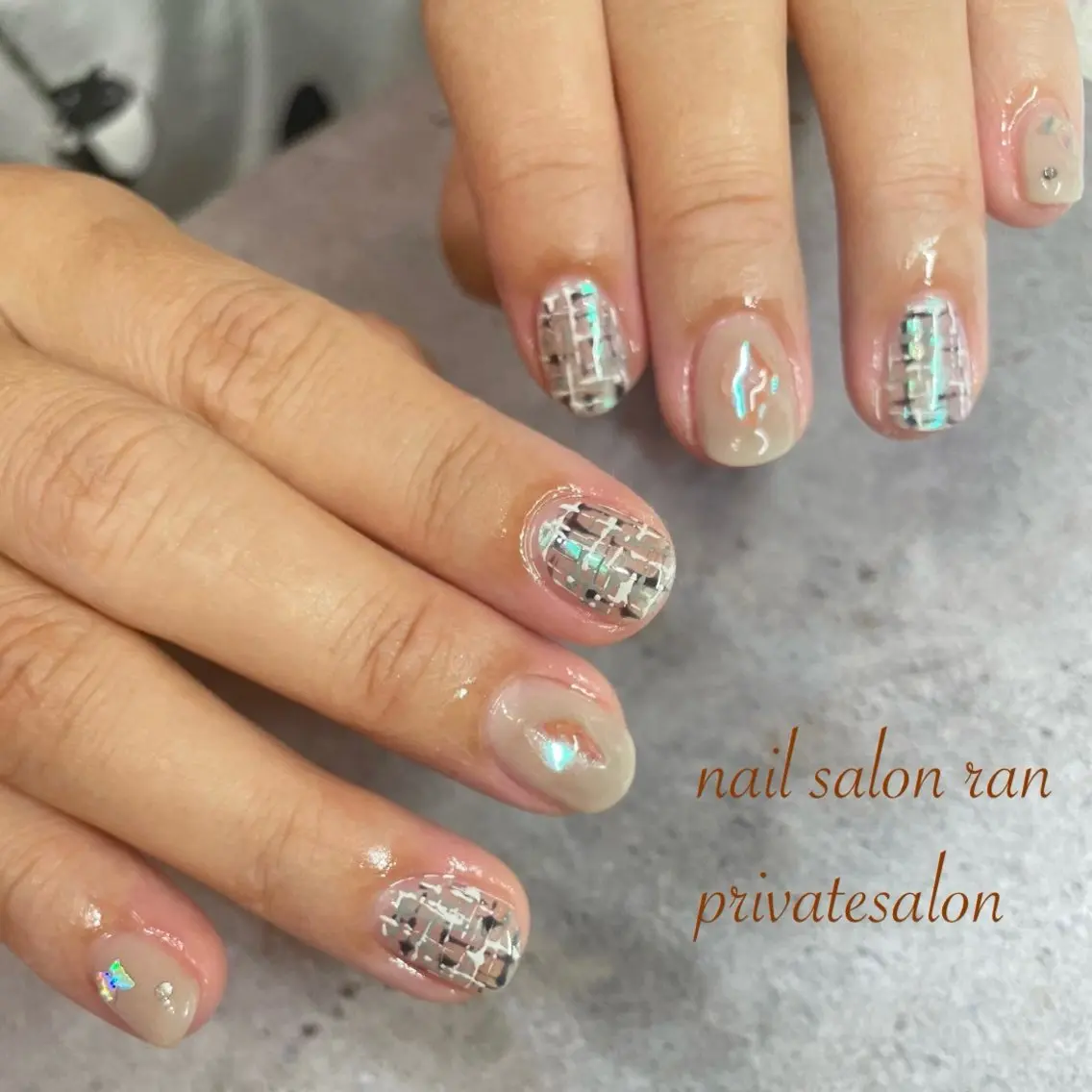 ネイル ツイードネイル ハンドネイル ハンドケア nailsalon ranのネイルデザイン