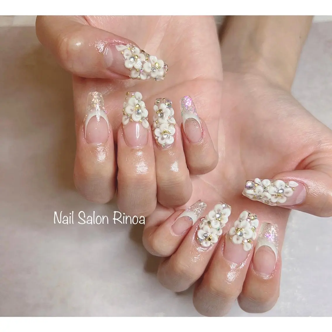 ネイル フラワーネイル スカルプネイル Nail Salon Rinoaのネイルデザイン