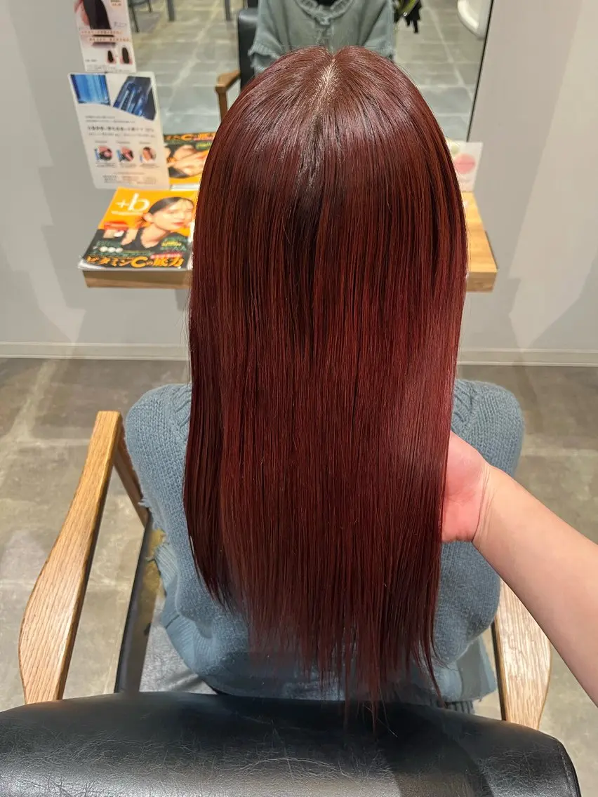 ロング カラー レッドカラー ヘアカラー 髪質改善カラー/ NARUMIのヘアスタイル