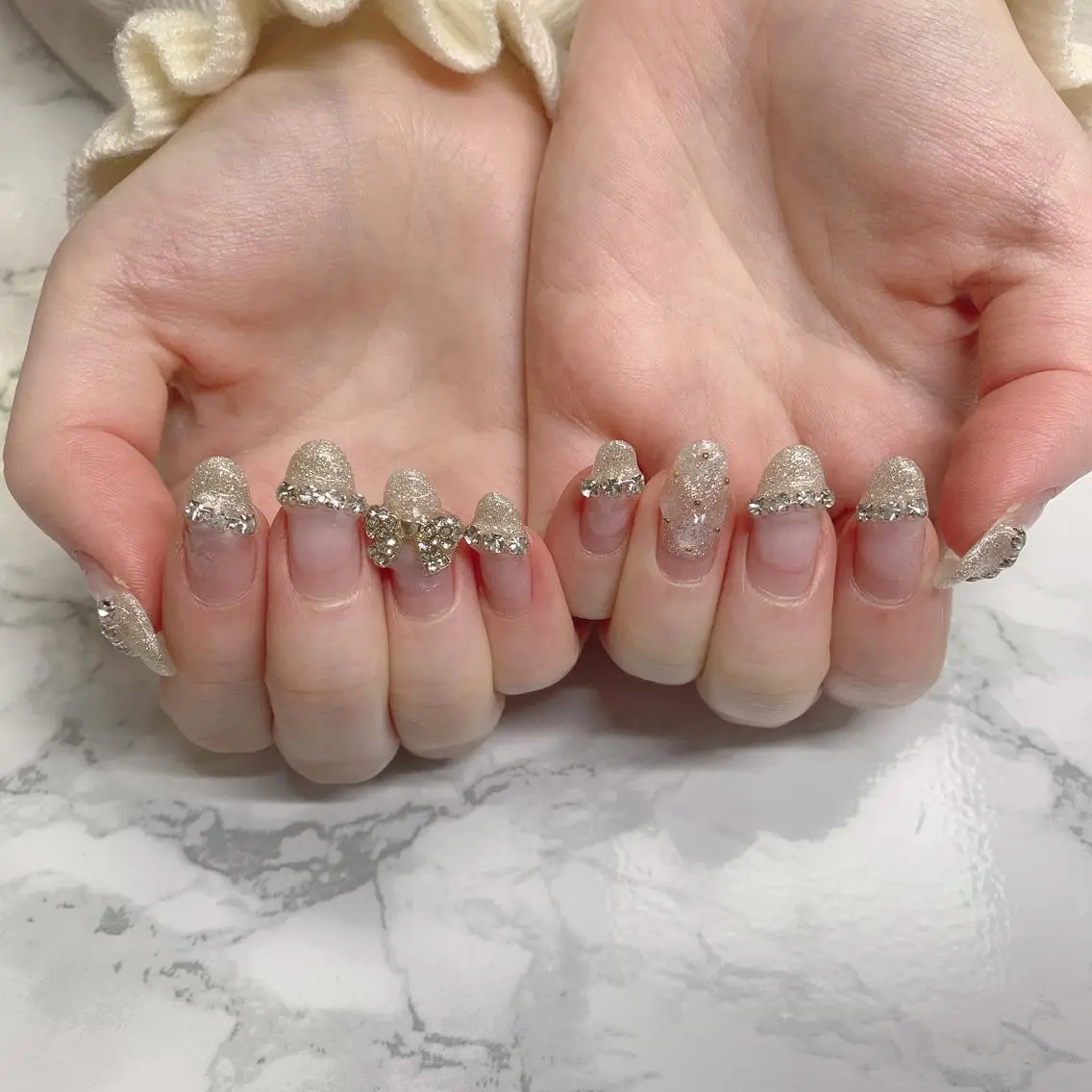 ネイル はな💎ネイル ワンホン、長さ出しのネイルデザイン