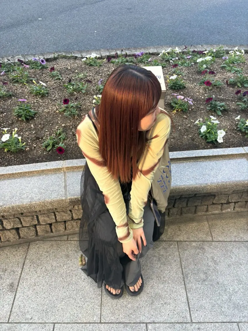セミロング セミロングパーマ 広島:ミルキーカラー tsumaのヘアスタイル