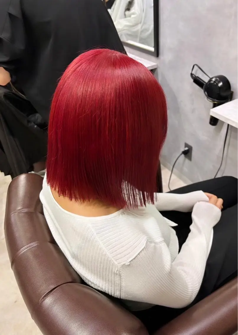 ショート カラー レッドカラー ヘアカラー ハイトーン/🫧 トレンドカラー/あやのヘアスタイル