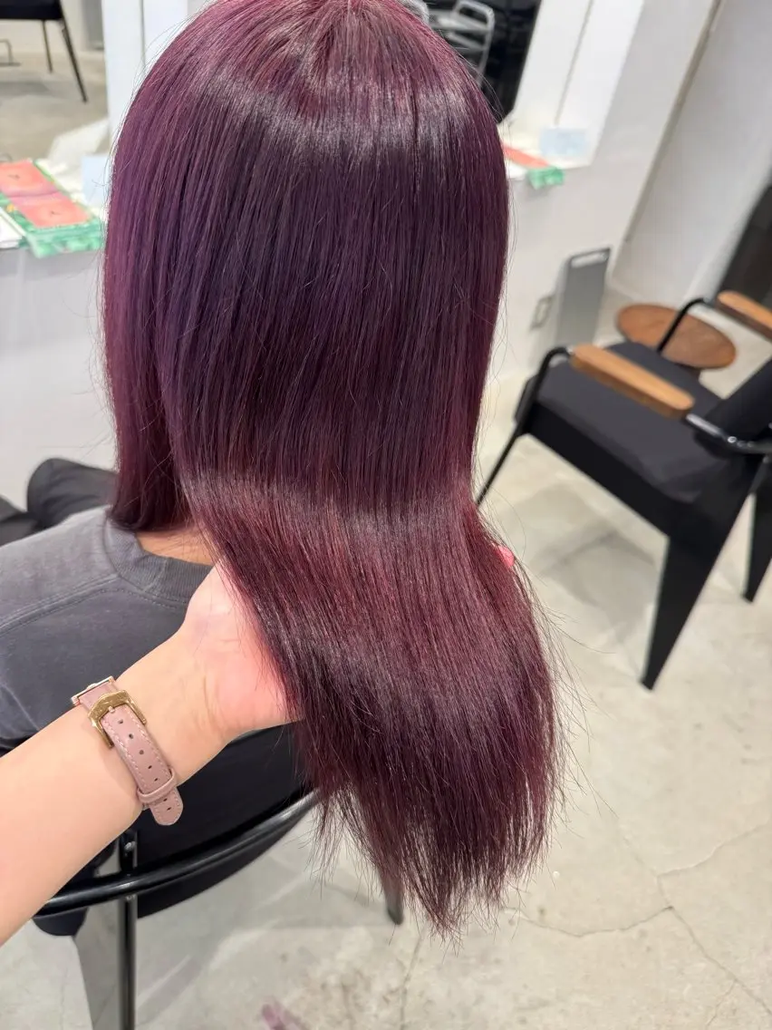 ミディアム カラー ブリーチ ラベンダーカラー ピンクカラー ピンクラベンダー 萩原 紗妃のヘアスタイル