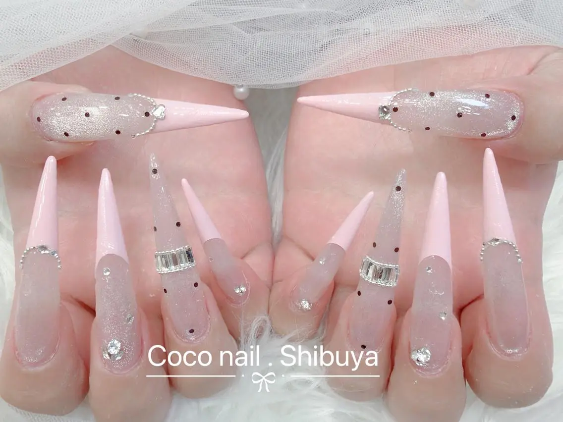 ネイル 成人式 大理石ネイル(マーブル) リボン 夏ネイル ネイルチップ ハンドネイル Mi Na Nail Salonのネイルデザイン