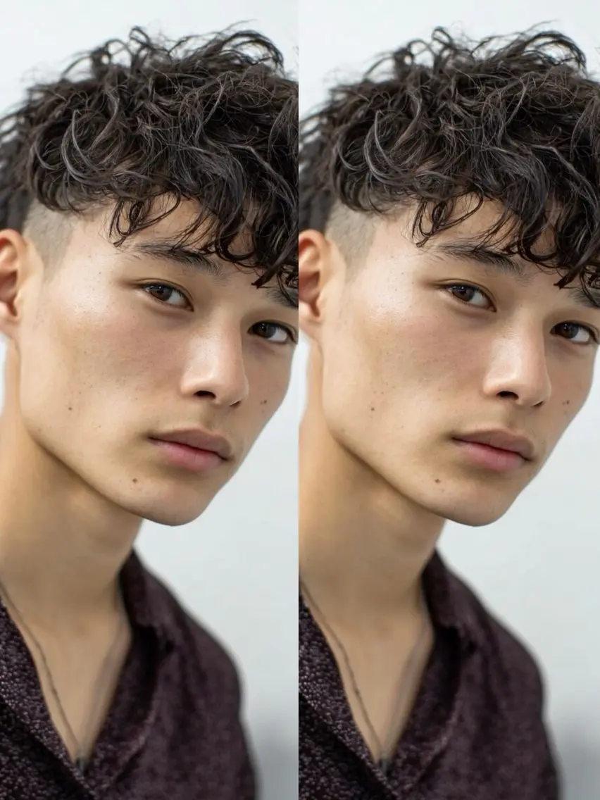 ショート カラー パーマ メンズ スペインカール 刈り上げ Men's特化 ✂️ 垢抜けパーマ/宮澤蓮のヘアスタイル