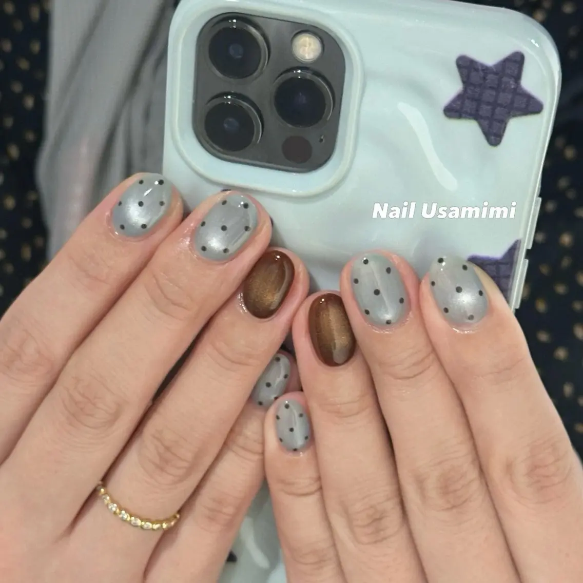 ネイル ドット ガーリー 韓国ネイル マグネットネイル ハンドネイル 本町NailUsaM imi MOMOKAのネイルデザイン