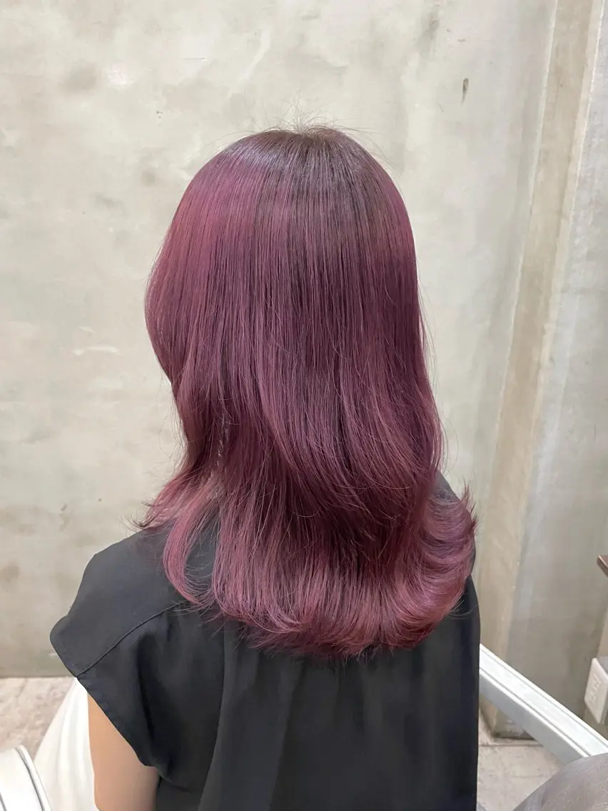 セミロング カラー ブリーチ ダブルカラー ラベンダーカラー ラベンダーピンク ブリーチなしカラー ヘアカラー 吉祥寺/ヘアセット/ ピンク🫧亜海のヘアスタイル