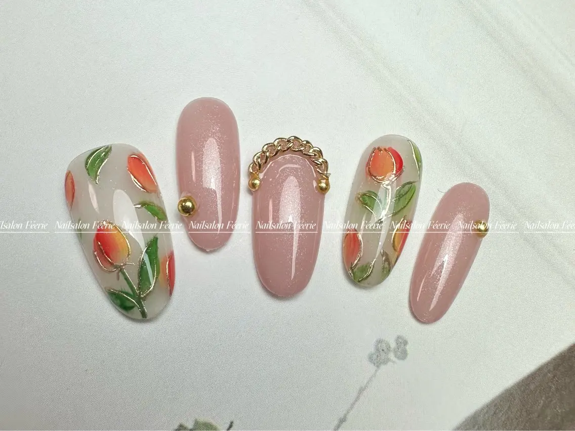ネイル 桜ネイル 成人式 長さ出し フットネイル フレンチネイル ハンドネイル ハンドケア nail salon Feerieのネイルデザイン