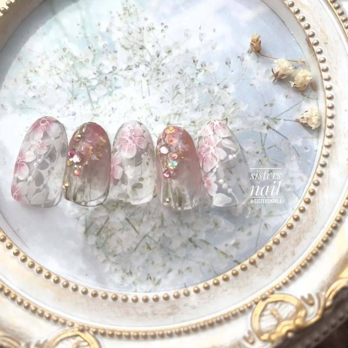 ネイル アートネイル 入学式 フラワーネイル ジェルネイル 卒業式 sisters nail.fのネイルデザイン
