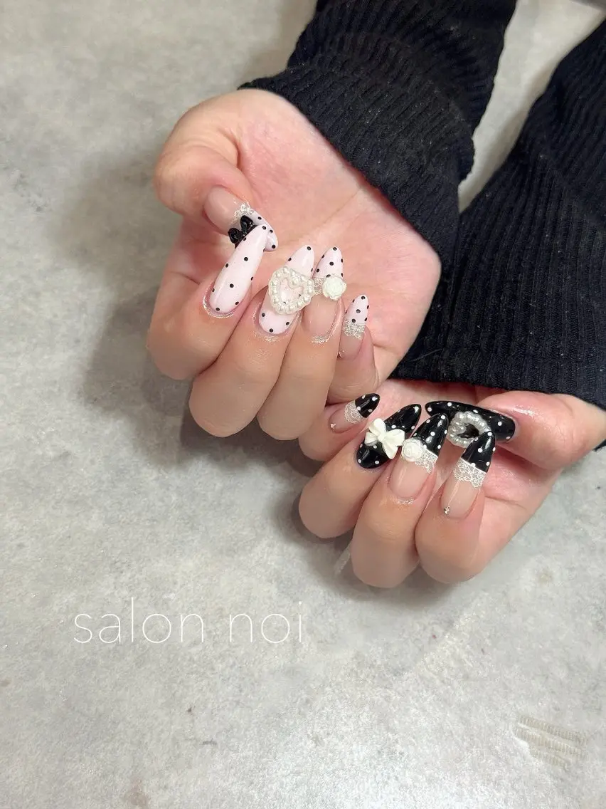 ネイル ドット レース ハンドネイル salon noiのネイルデザイン