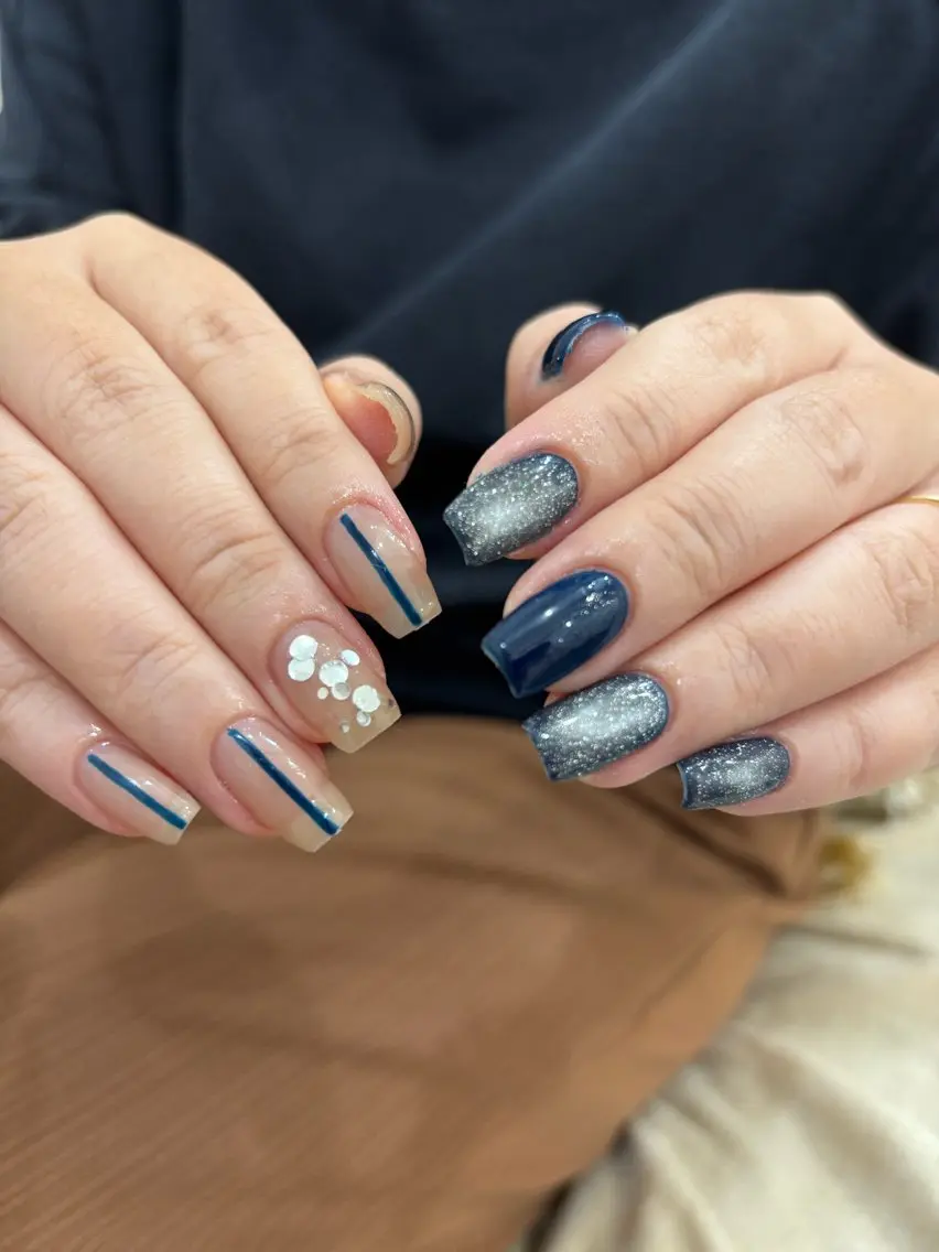ネイル ネイビー ハンドネイル THREE nail 長谷川のネイルデザイン