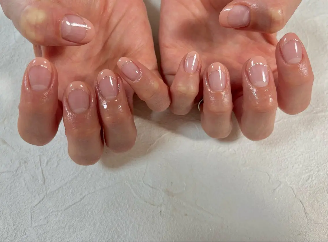 ネイル オーロラネイル フットネイル フレンチネイル ジェルネイル 韓国ネイル kiki nail たまプラーザのネイルデザイン