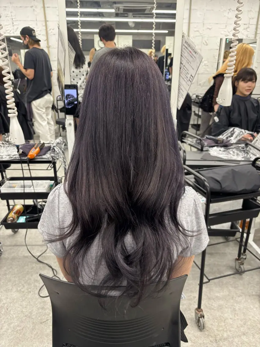 ロング ヘアカラー 縮毛矯正/ブリーチな しラベンダー/心優のヘアスタイル