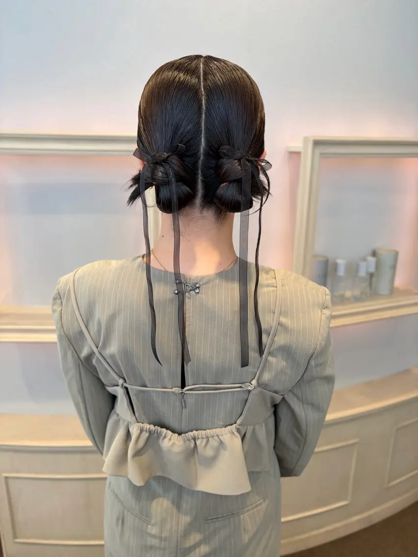 ヘアアレンジ お団子ヘア 結婚式・ブライダル ヘアセット サソウ ユリエ🥥のヘアスタイル