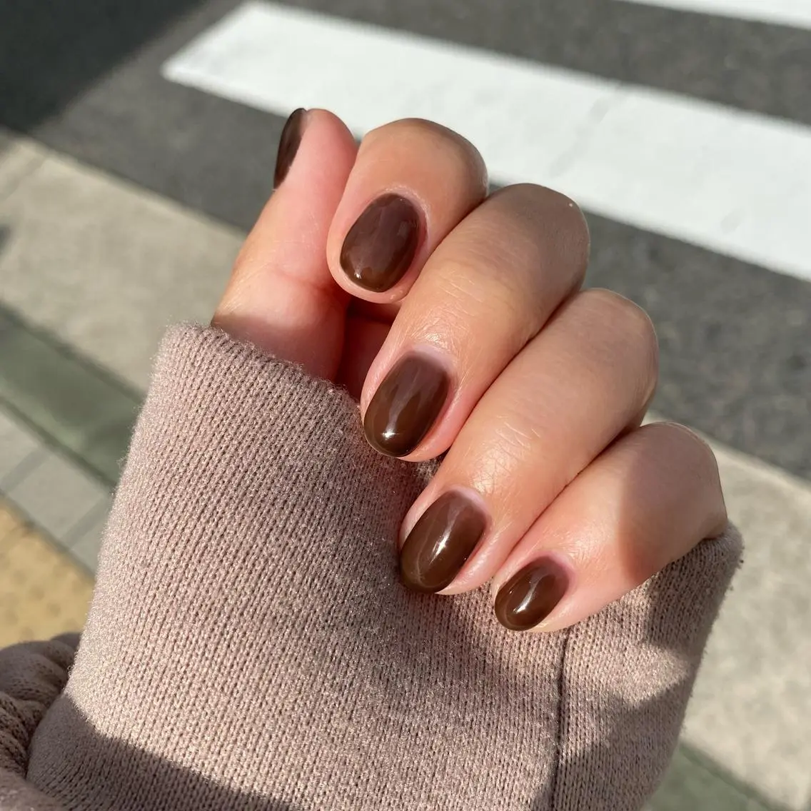 ネイル ブラウン ワンカラーネイル kagami マイのネイルデザイン